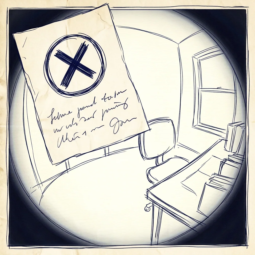 Refusal note with stamp and handwritten guardian reason
